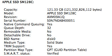 MacBook Air SSD Profile