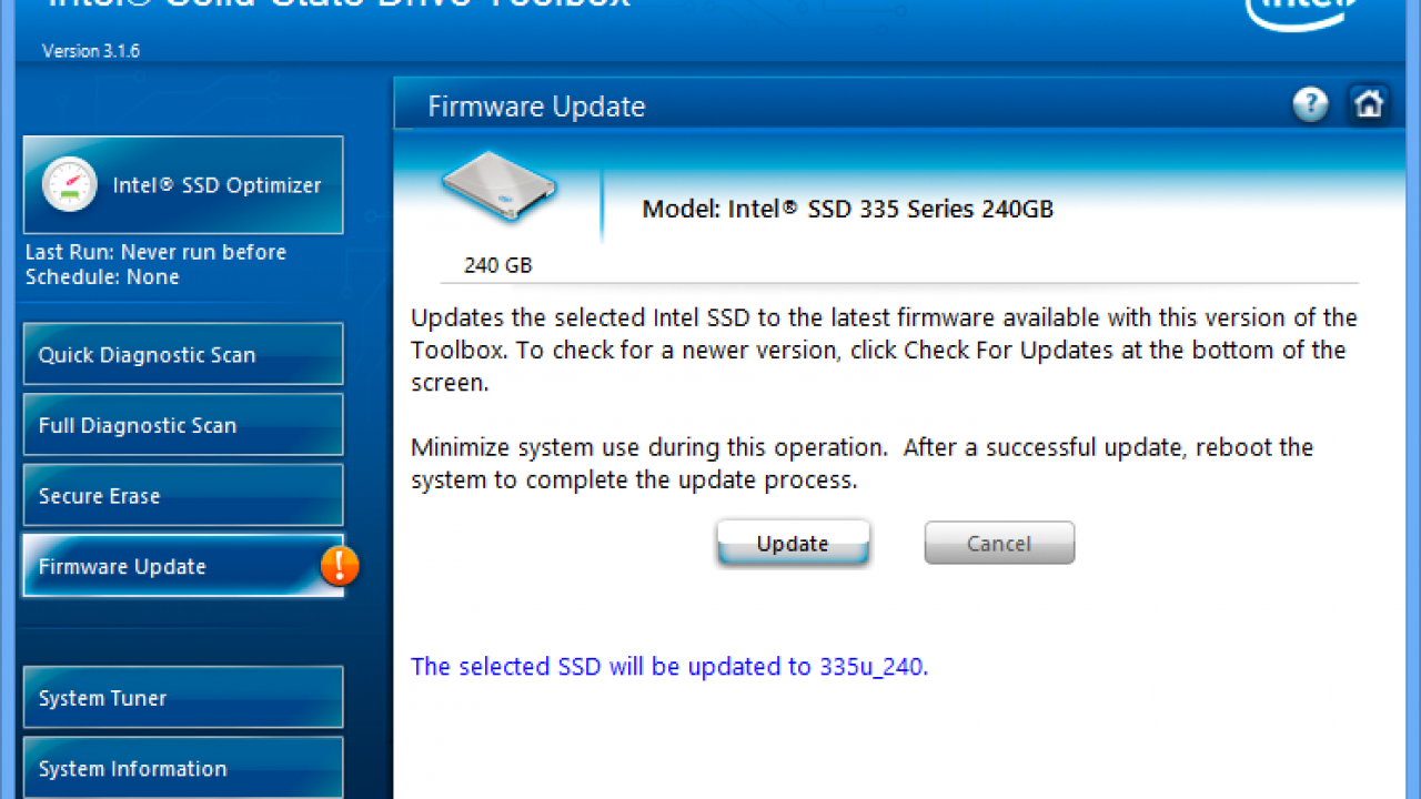 intel ssd firmware update windows 10