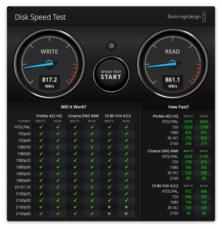 Blackmagic disk speed test Samsung portable ssd t7