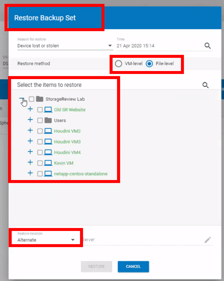 Asigra FreeNAS restore now