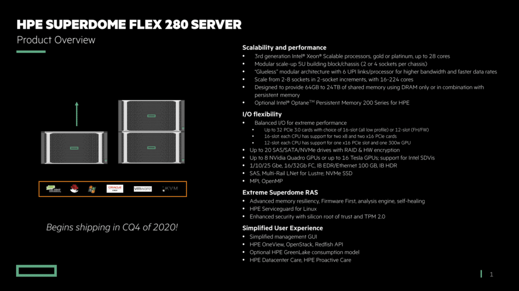 HPE Superdome Flex 280 Server Summary