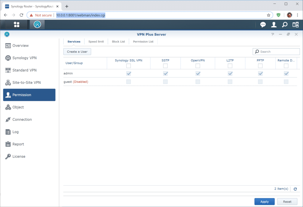 synology vpn plus server