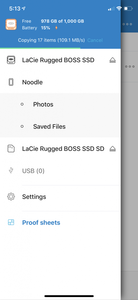 LaCie BOSS file copy SD card