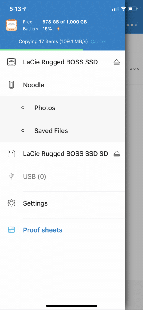 LaCie BOSS file copy SD card