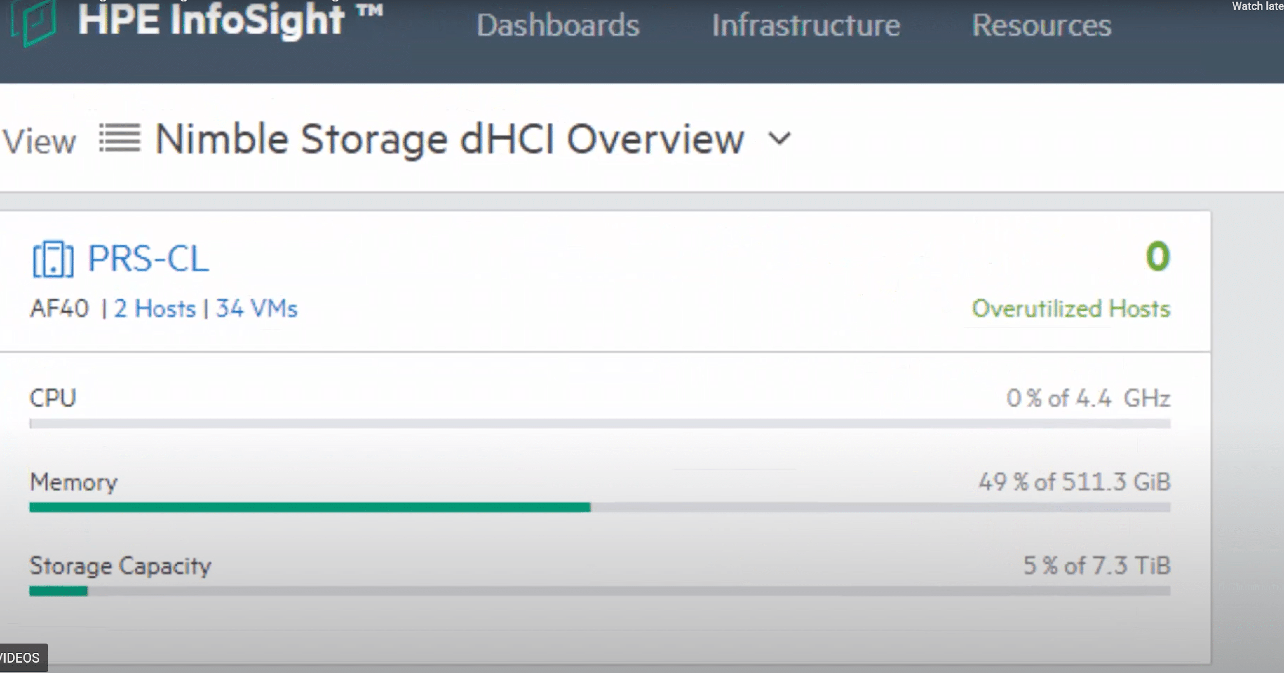 HPE Nimble dHCI info sight