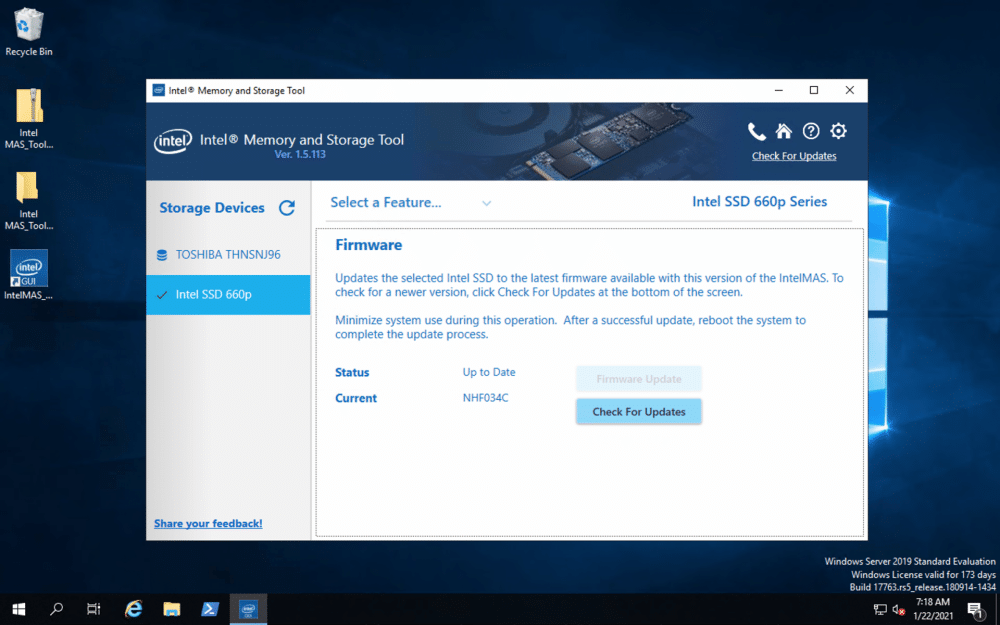 Intel Memory and Storage Tool firmware