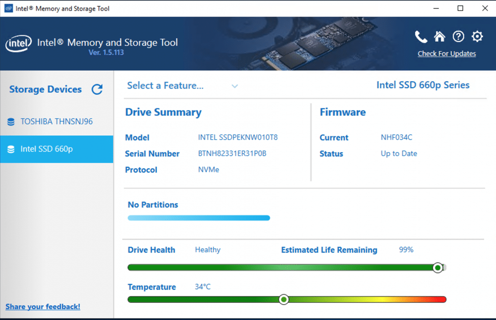 Intel Memory and Storage Tool