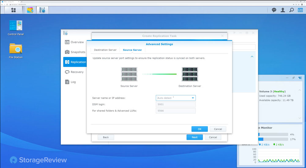 StorageReview Synology Replication Advance settings