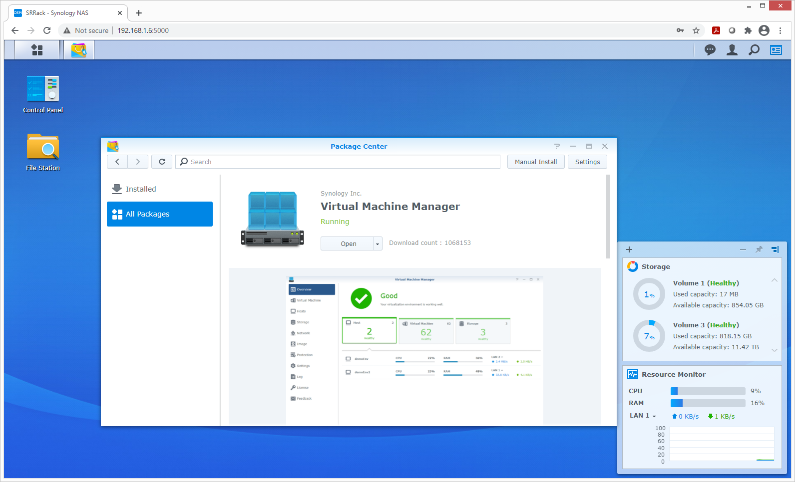 StorageReview Synology Virtualization Machine Manager