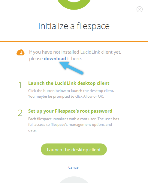 LucidLink Filespaces Cloud NAS step 3