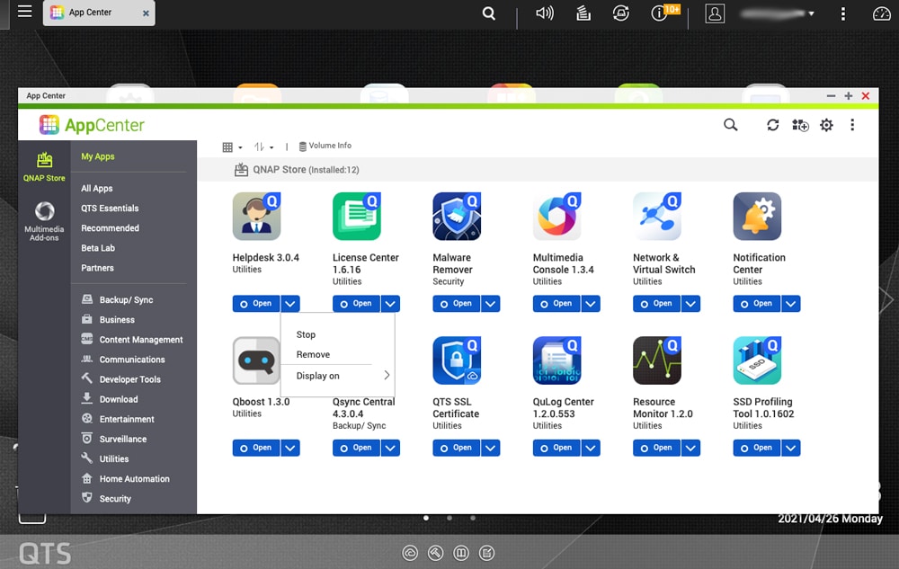 qnap remove apps