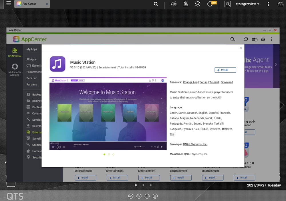 QNAp music station install