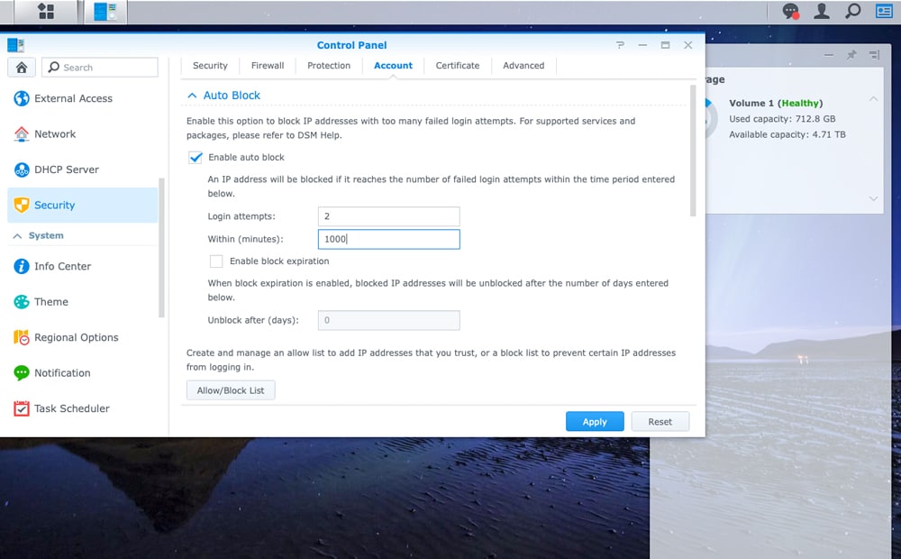 secure nas qnap - synology auto block