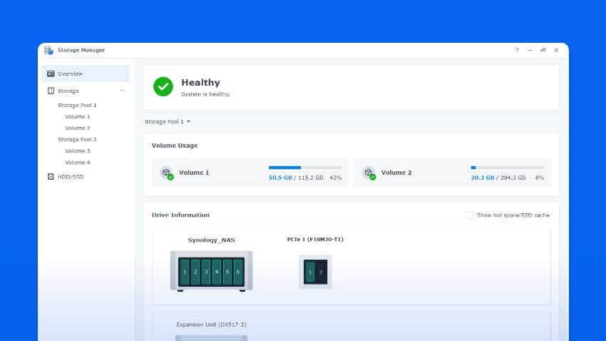 Synology DSM 7.0 storage