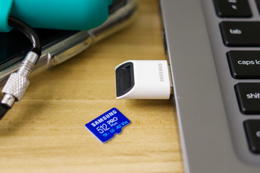 Samsung PRO Plus microSD inserted