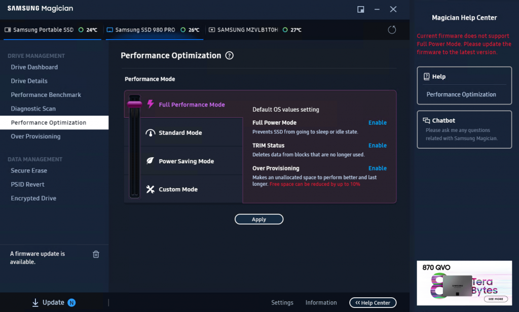 Samsung Magician 7 performance optimization