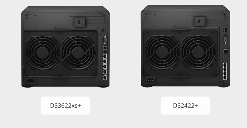 Synology DiskStation DS3622xs+ and the DS2422+ back panel