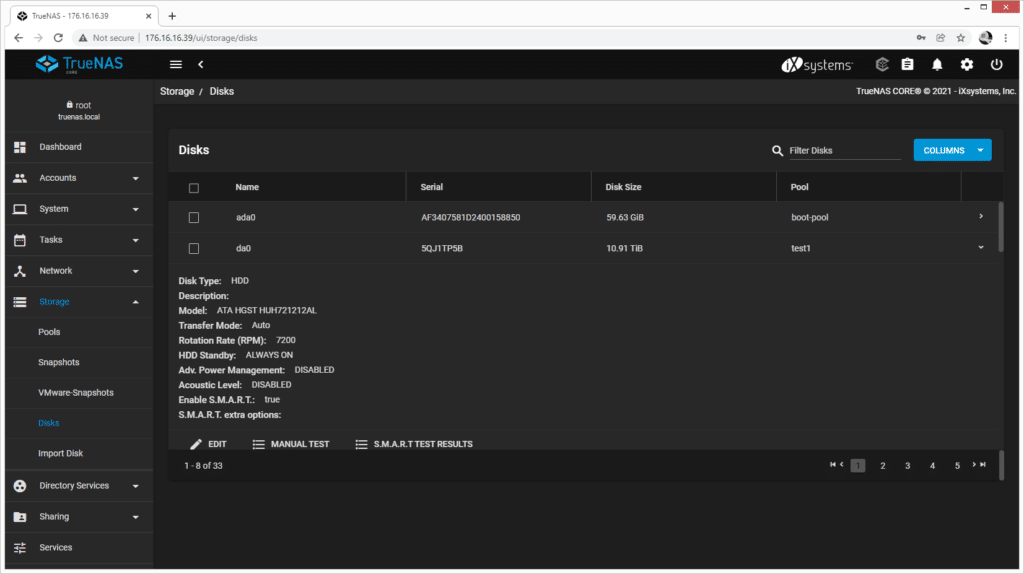 truenas core 12tb drive details