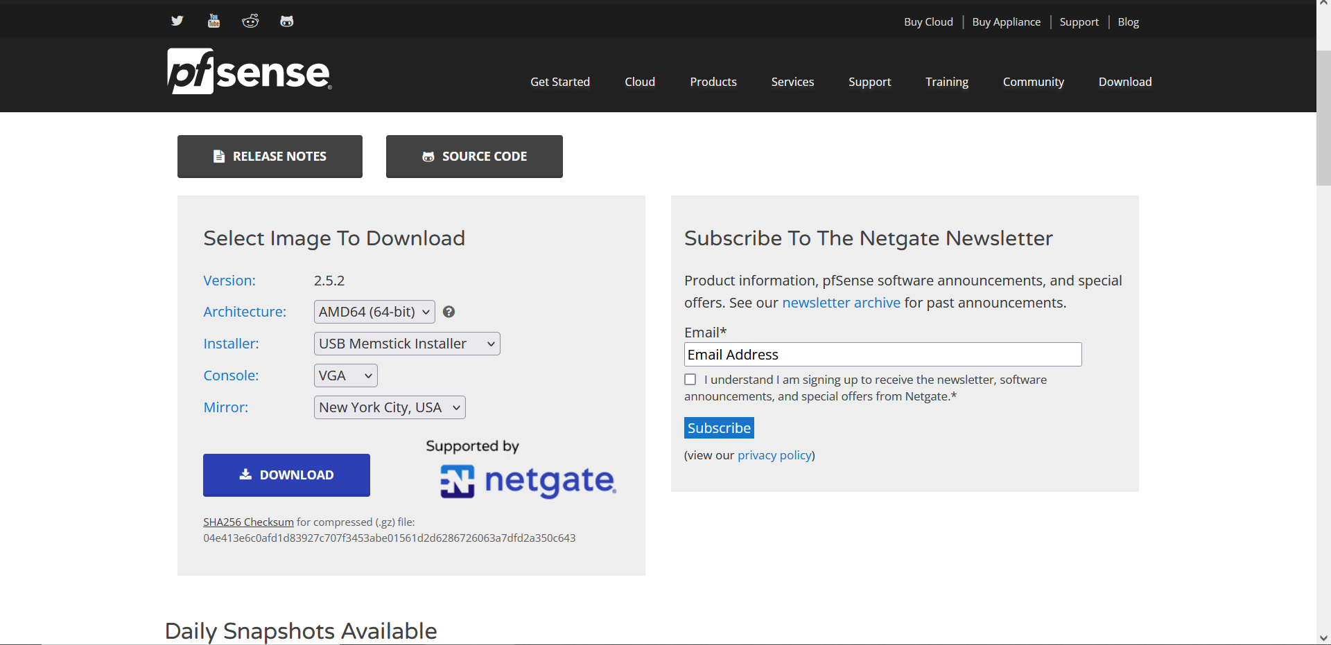 enlace de descarga de pfsense