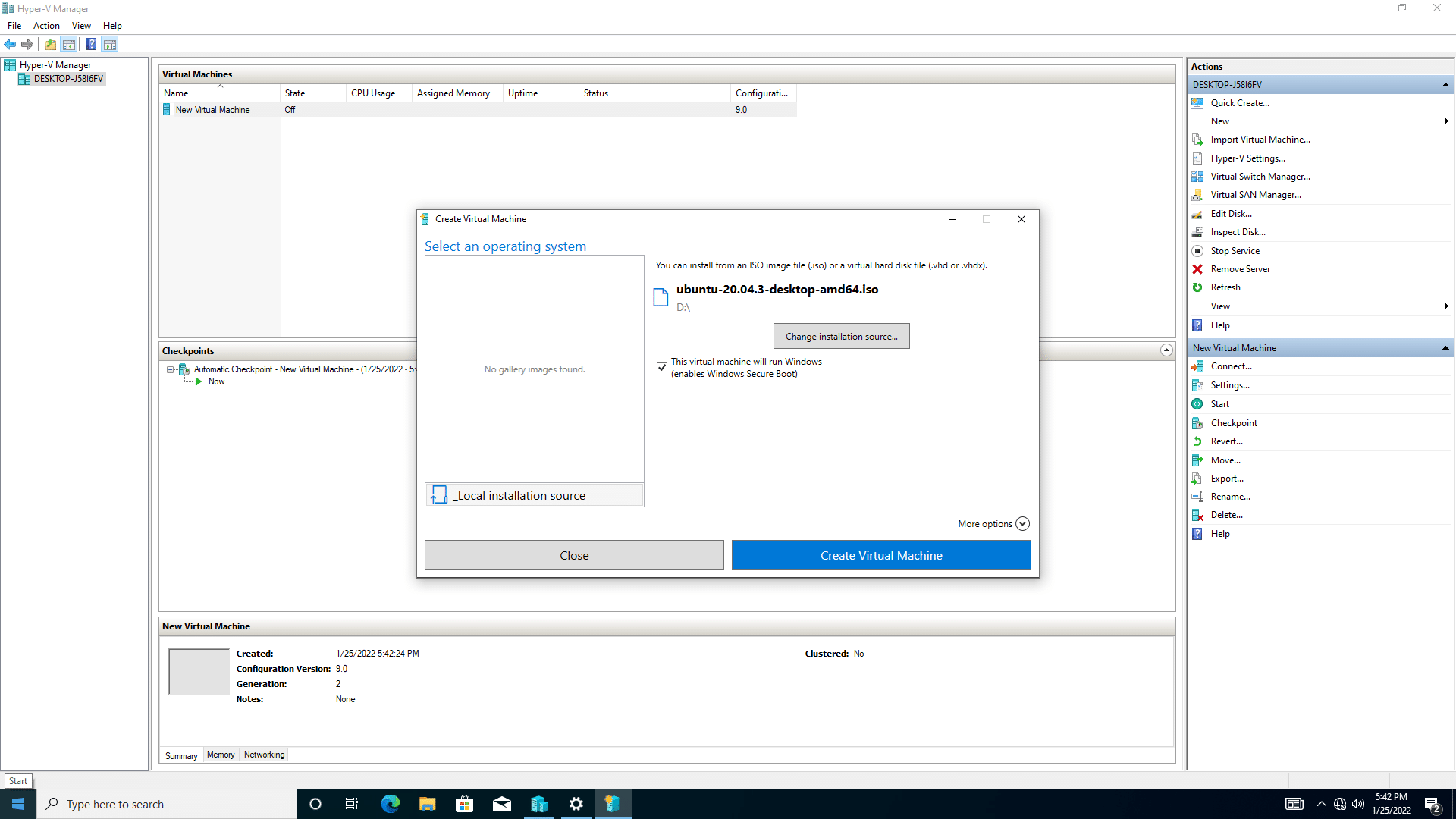 Hyper-V-VM-criação