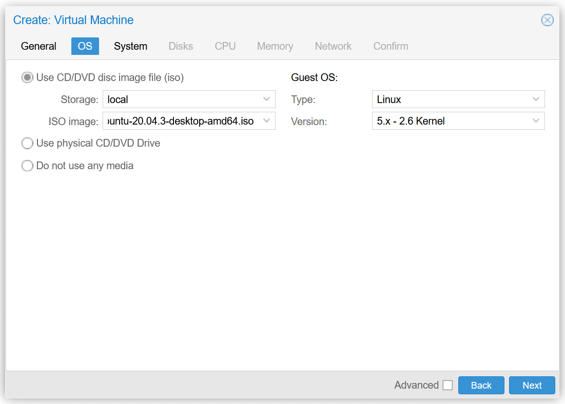 homelab proxmox maakt os