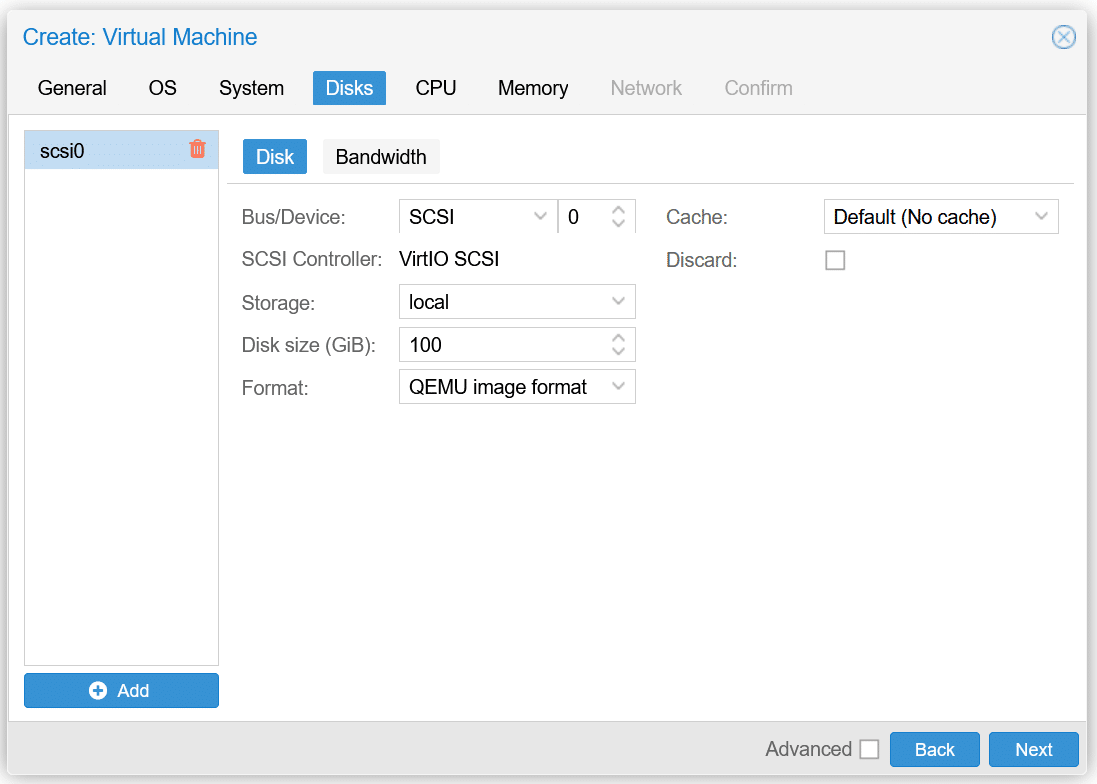 homelab proxmox create disks