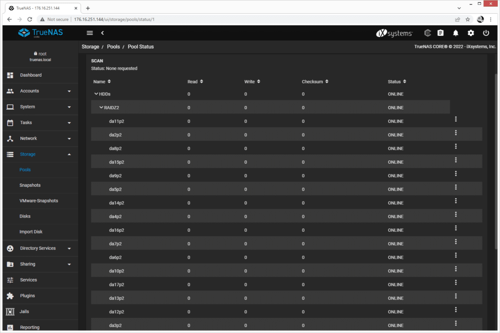 Inspur NF5266M6 TrueNAS CORE Drive View