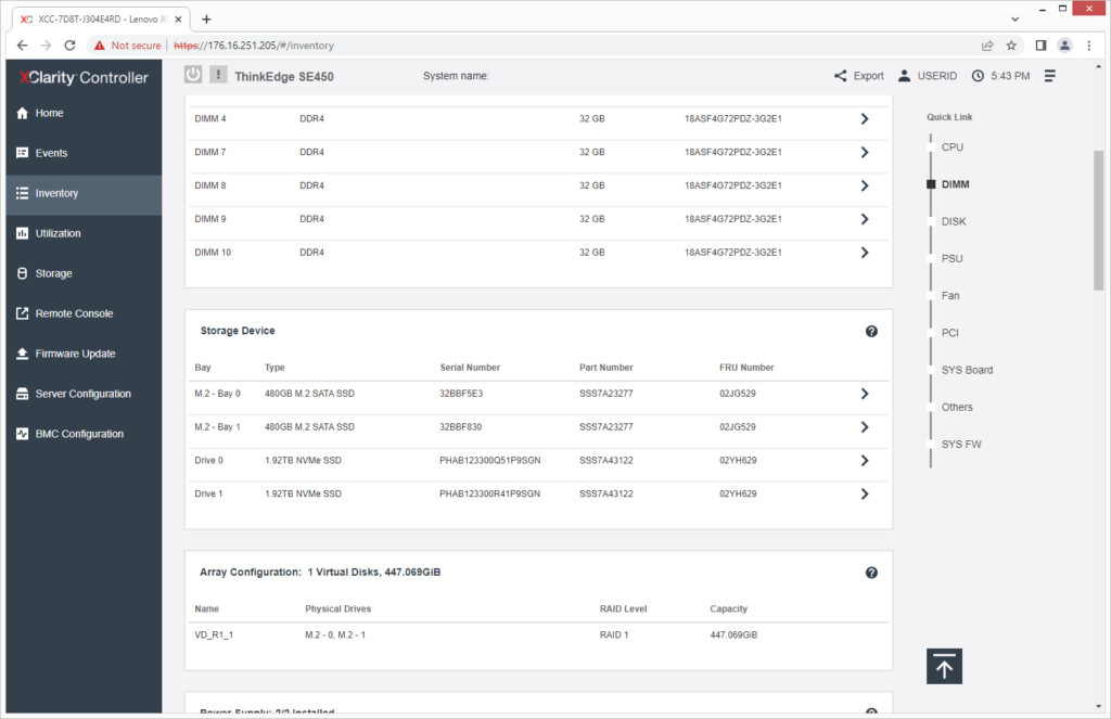 Lenovo ThinkEdge SE450 - XClarity Configuration