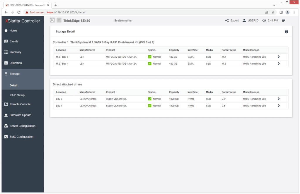 Lenovo ThinkEdge SE450 - XClarity Storage