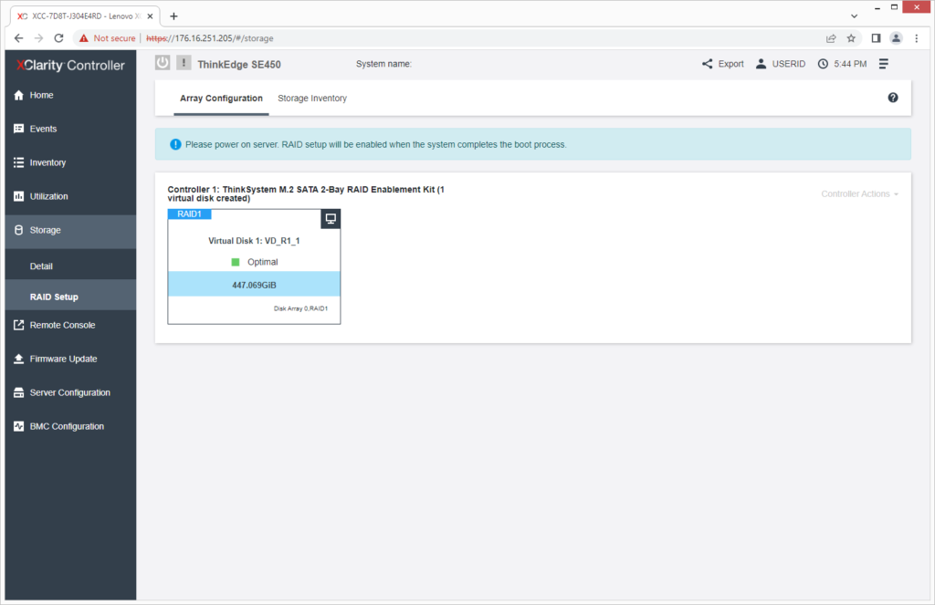 Lenovo ThinkEdge SE450 – XClarity RAID