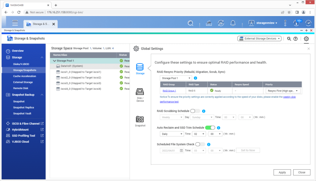 QNAP TBS-464 QTS 5.0 Storage Management