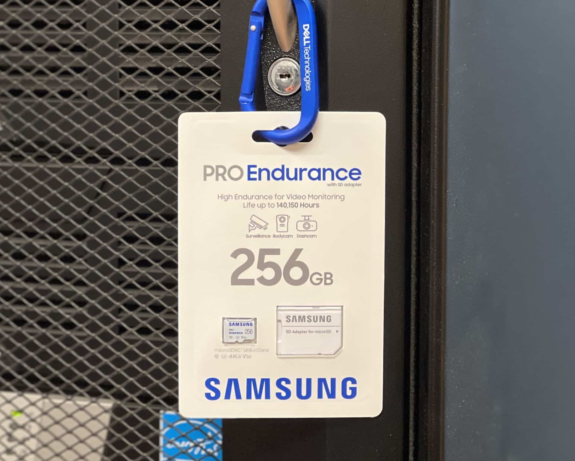 Samsung PRO Endurance microSD package hanging