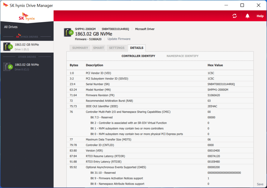 SK hynix Drive Manager Easy Kit details