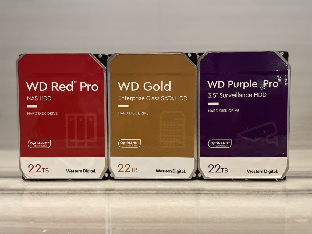 WD 22TB Red, Gold and Purple HDDs
