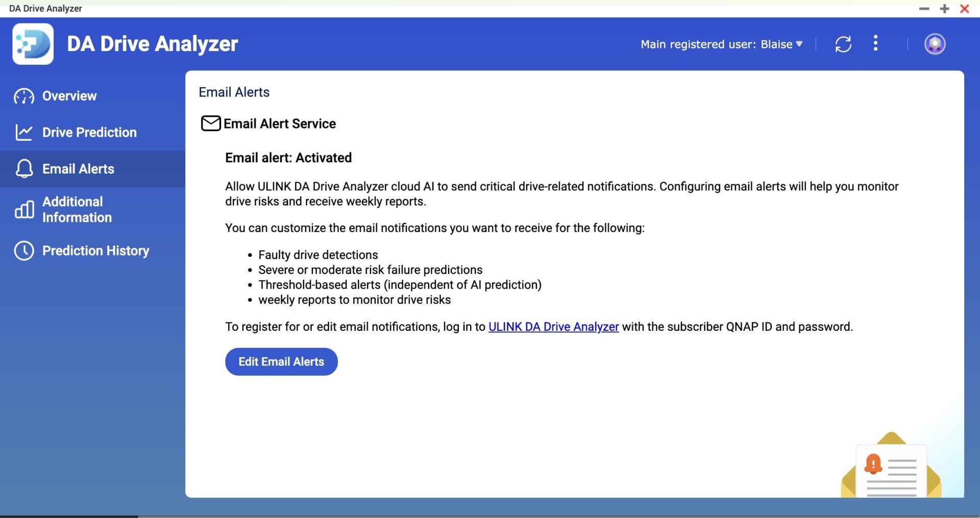 DA Drive Analyzer email alerts