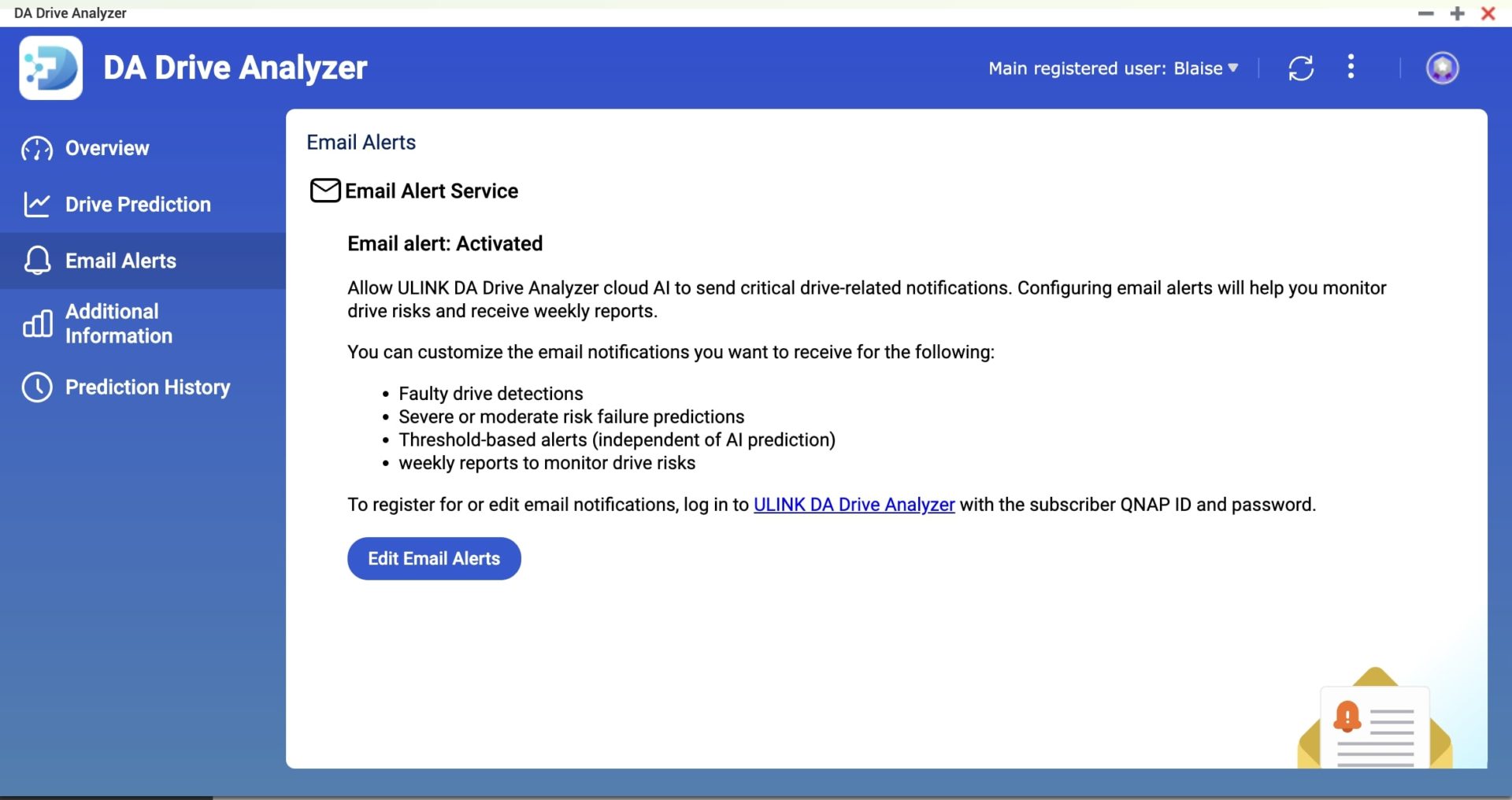 DA Drive Analyzer e-postvarningar