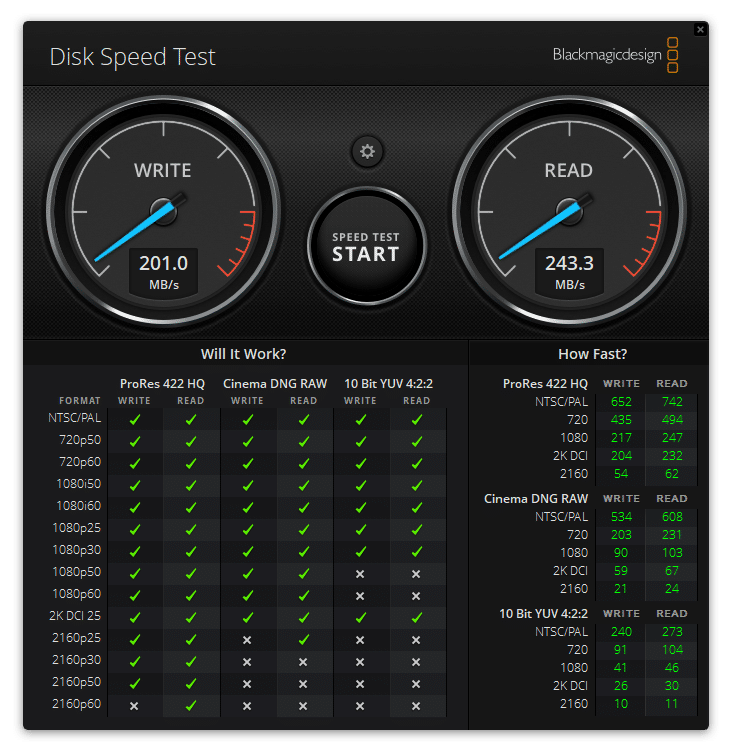 Sabrent Rocket SDXC 128GB card blackmagic performance