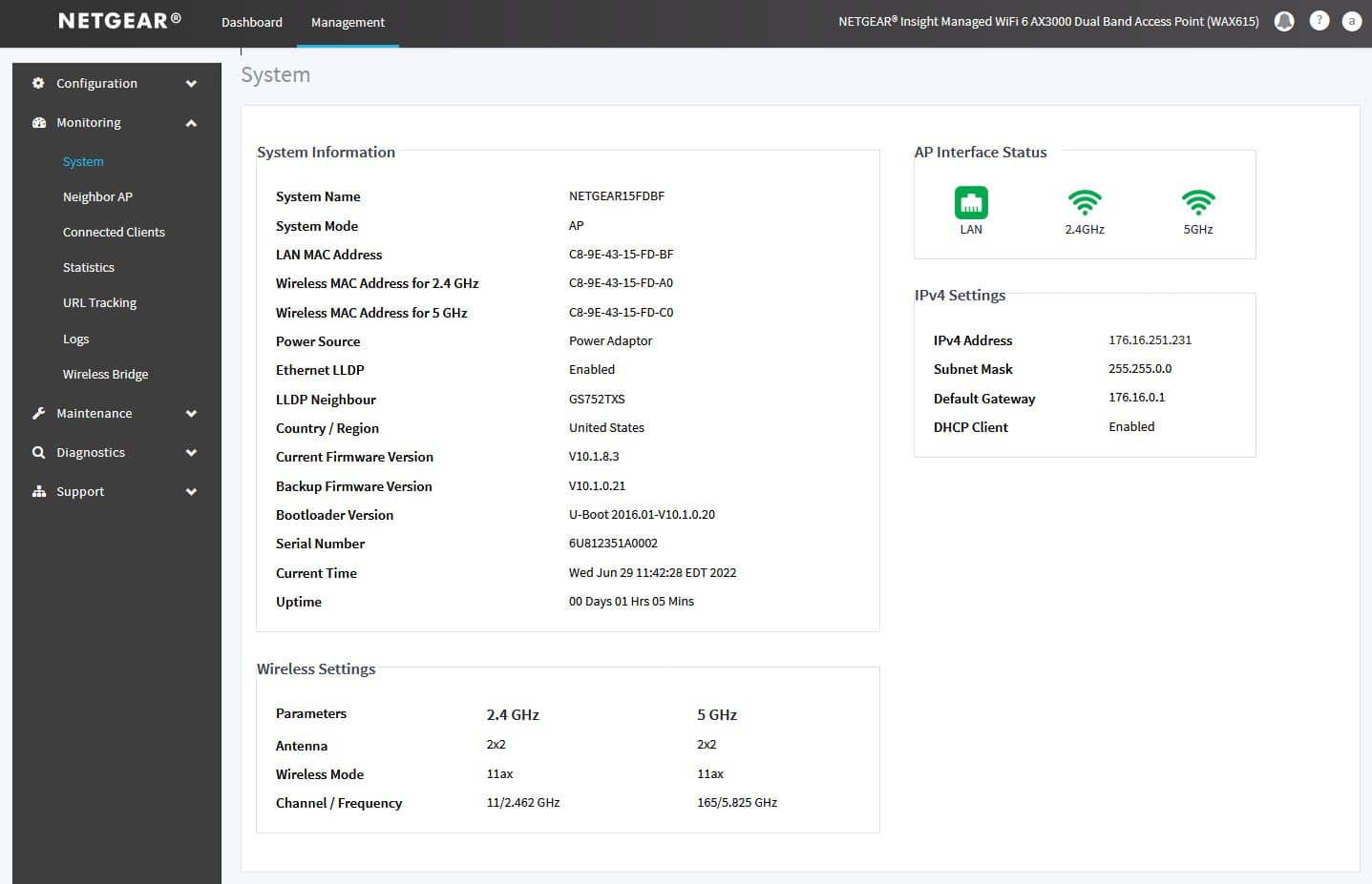 netgear-wax615-monitoring-system