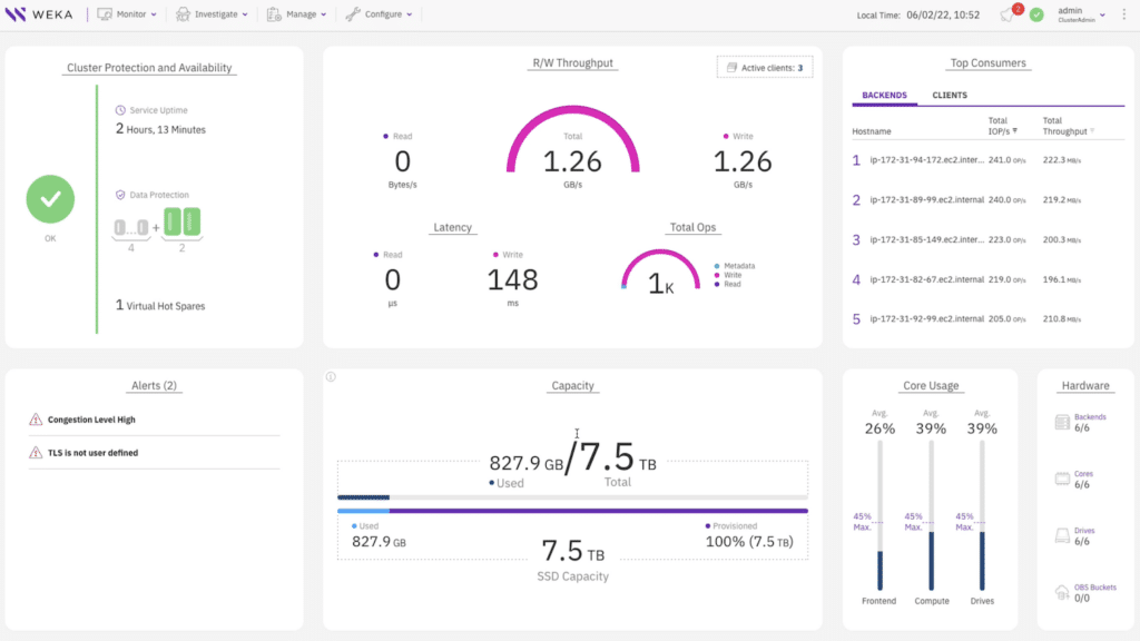 weka 4.0 ui dashboard