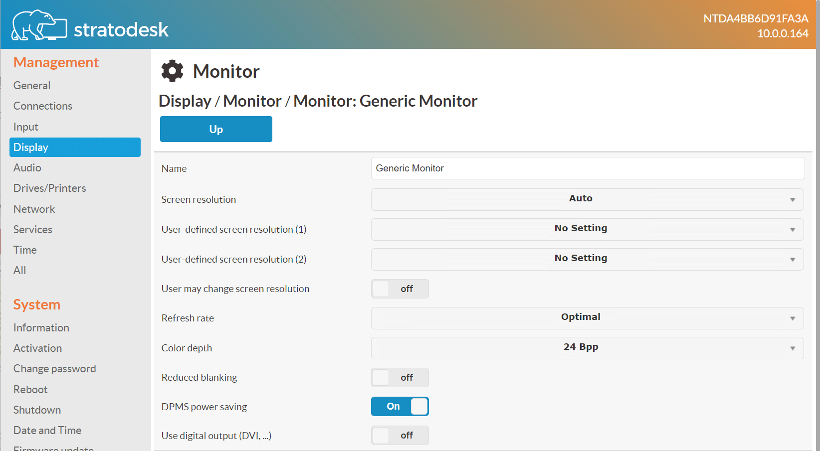 Configuración del monitor Amulet DX1600