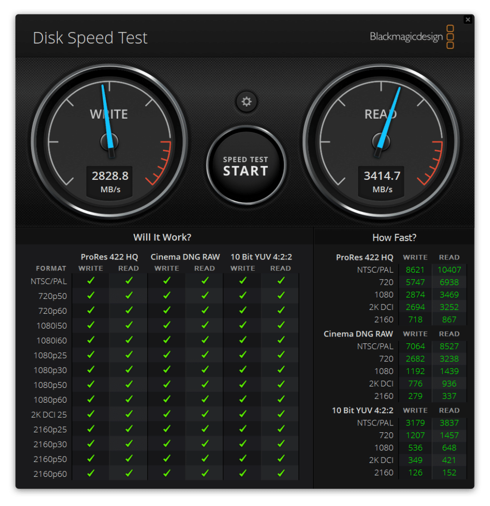 Blackmagic performance Solidigm P41 Plus cache on