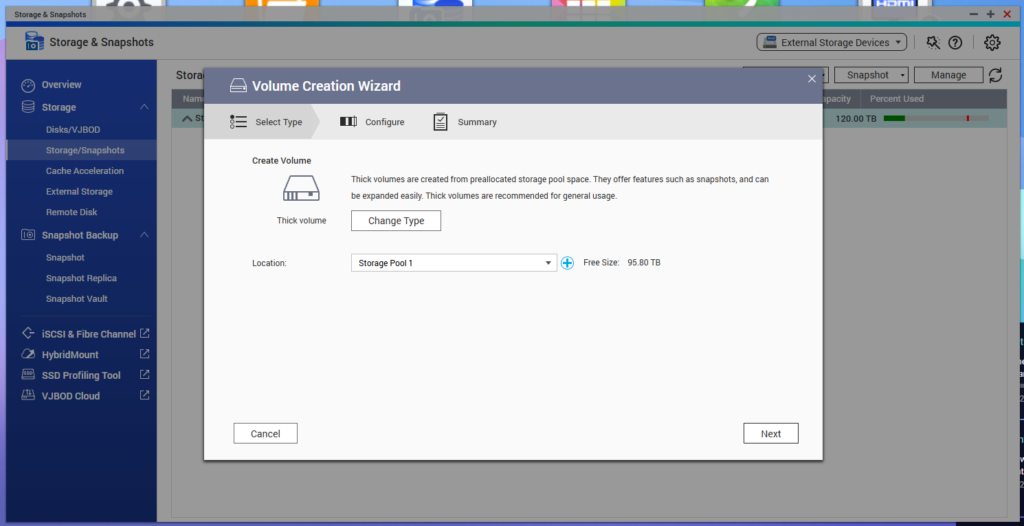 QNAP TVS-h1288x QTS WD Gold 22TB volume setup