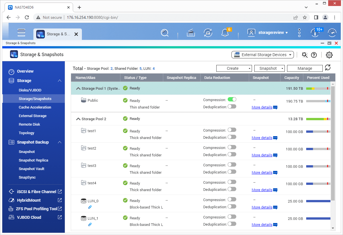 StorageReview QNAP TS-h1887XU storage