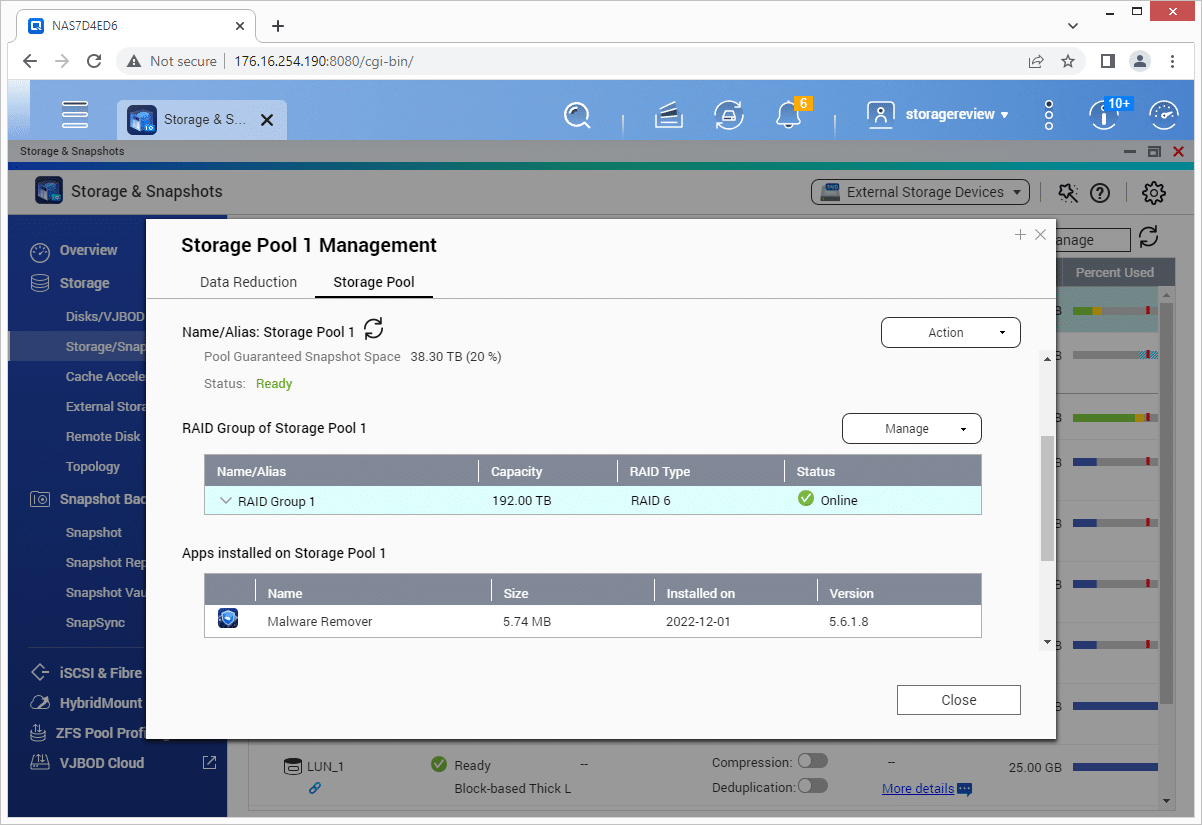 StorageReview QNAP TS-h1887XU raid6