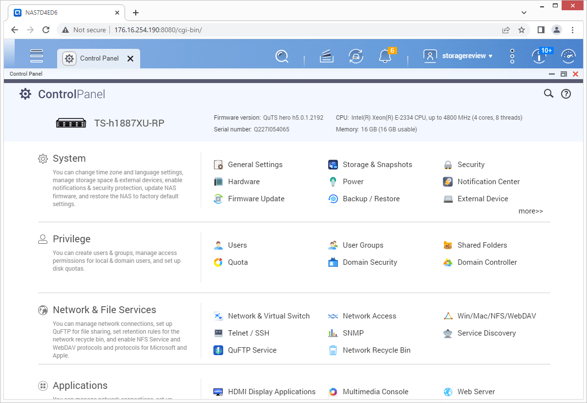 StorageReview QNAP TS-h1887XU quts hero