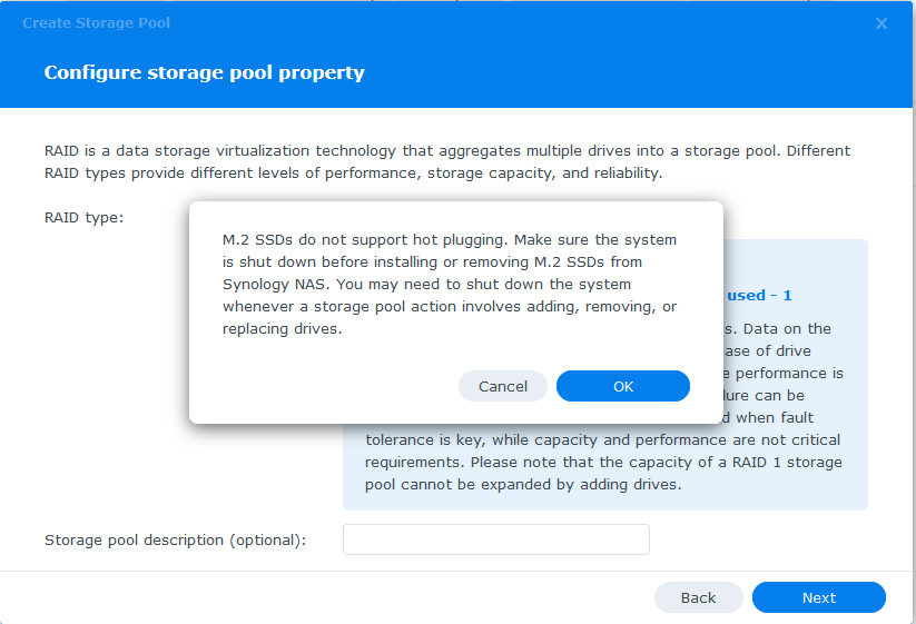 Synology M.2 NVMe SSD Pools config