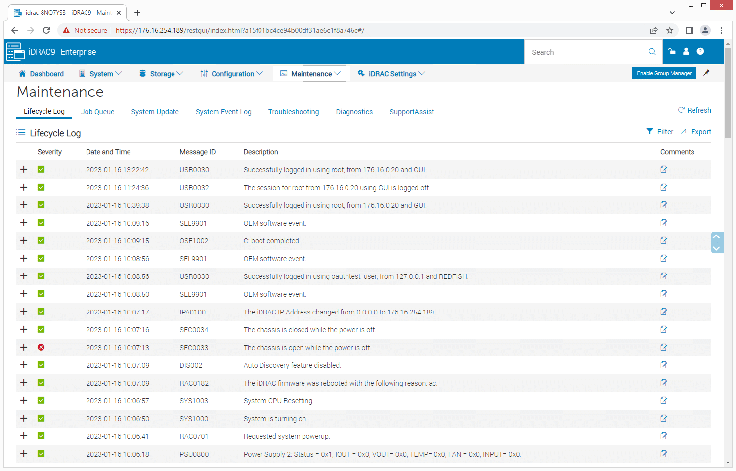 Dell PowerEdge R660 iDRAC 9 - Maintenance