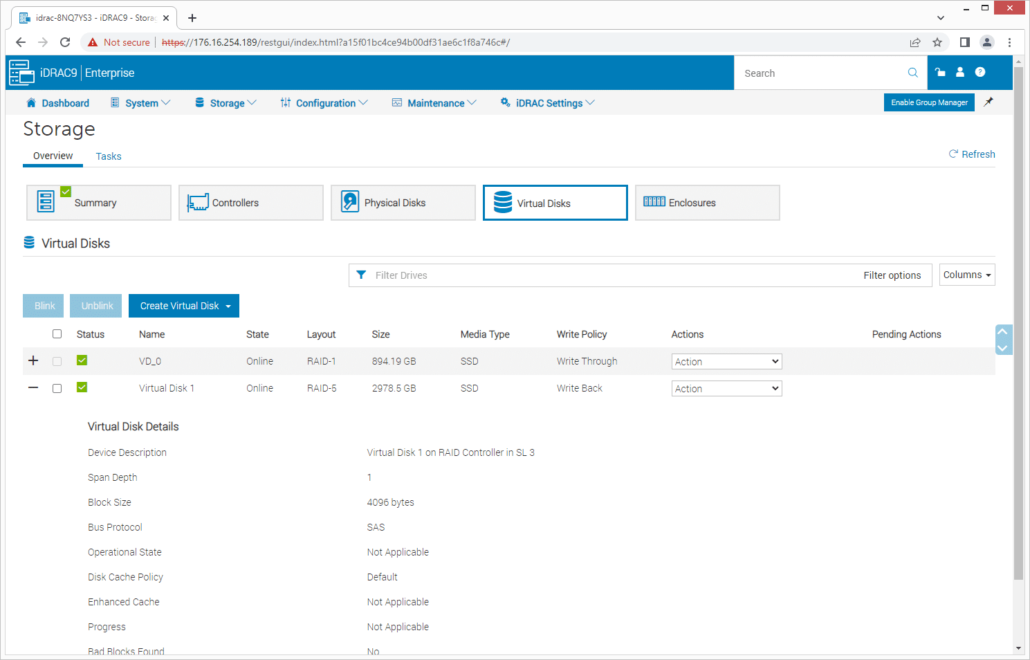 Dell PowerEdge R660 iDRAC 9 - Disques virtuels