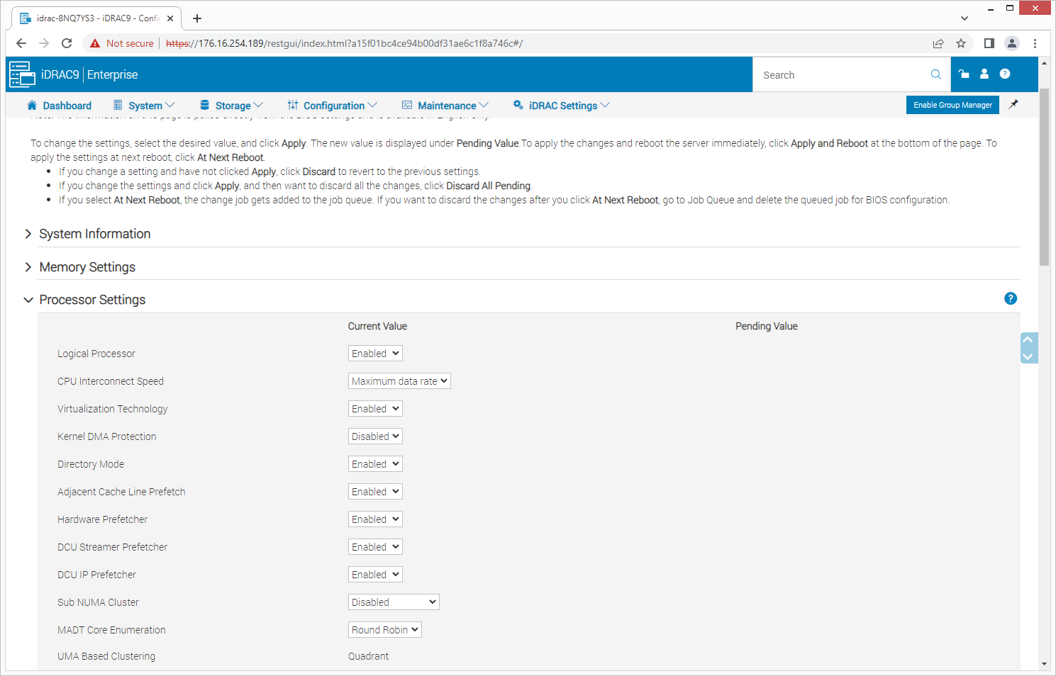 Dell PowerEdge R660 iDRAC 9 - Processor Settings