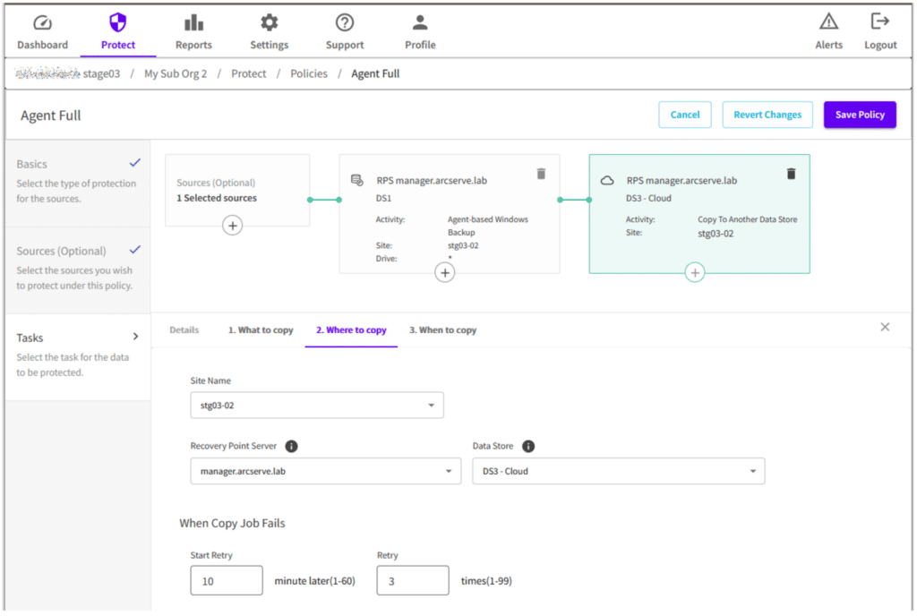 Arcserve UDP 9 = Local RPS and Cloud Copy